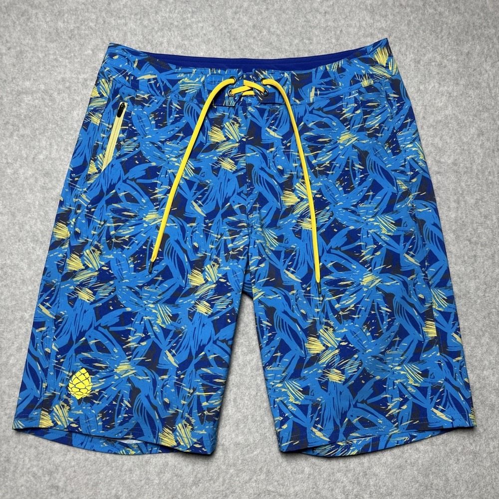 Stio CFS Board Short Mens 30 Blue Floral 19"‎ Swim Surf Stretch Quick Dry UPF
